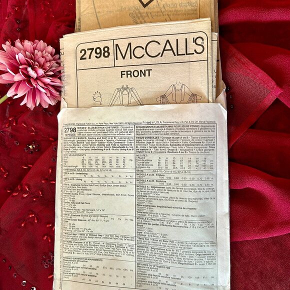 McCall's Pattern 2798 Misses' Elizabethan Princess Medieval Costume 14, 16, 18 U - Picture 3 of 3